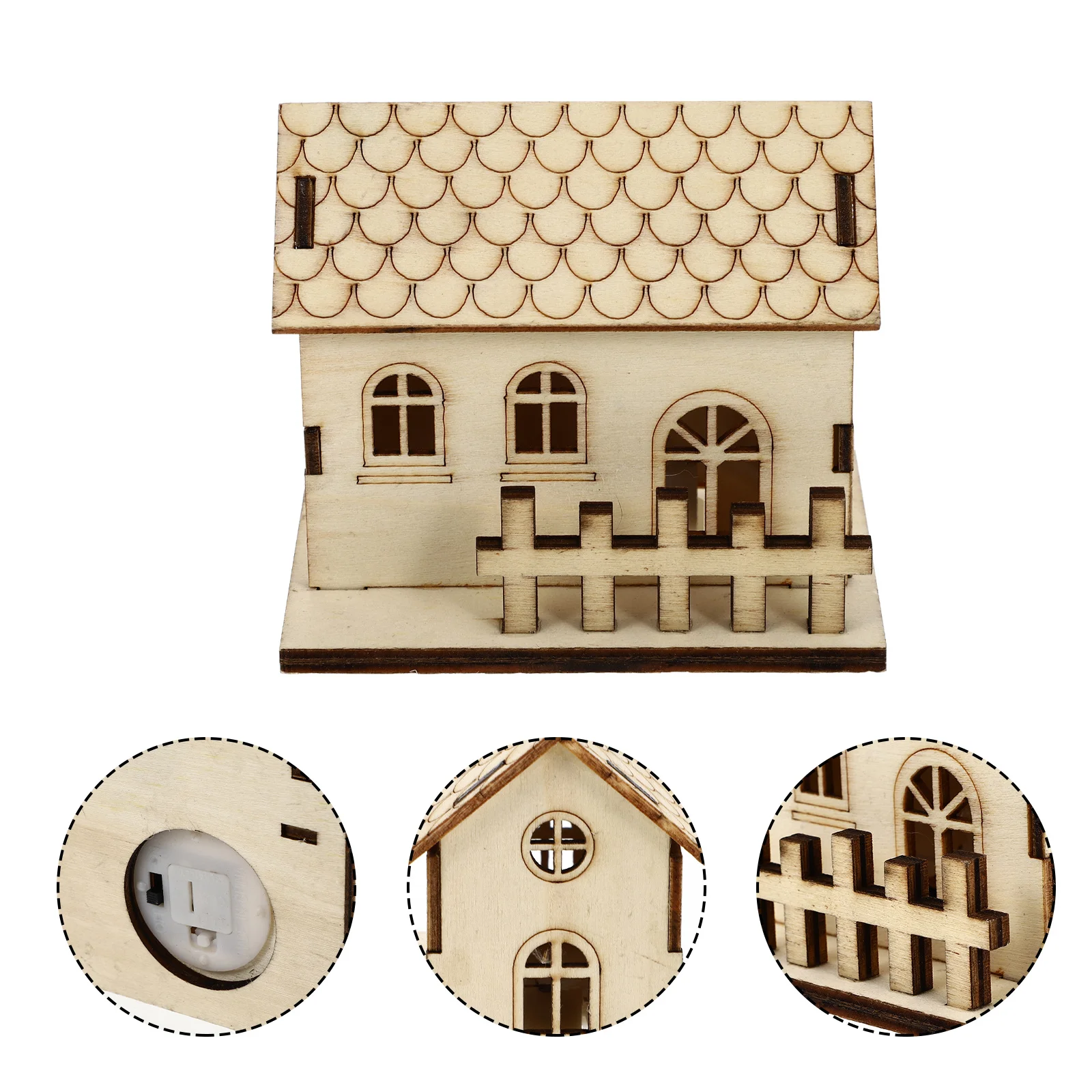

1Pcs Christmas Mini Luminous House Delicate Wooden Desktop Decor Xmas Party Ornament Micro Glowing Villa Christmas Gift