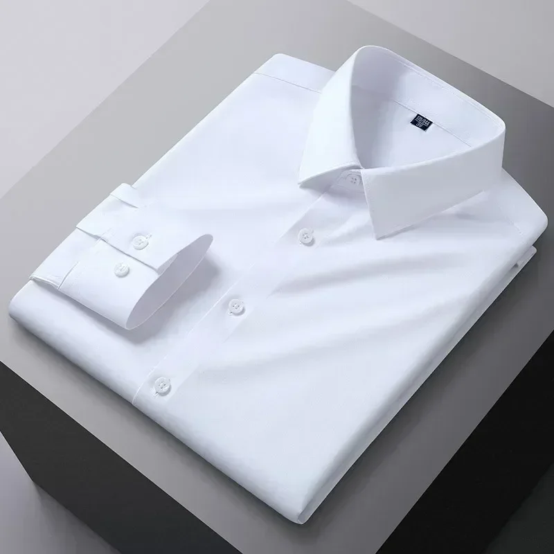 S-6XL hohe elastische Herren hemd rutschig, bequem, spurlos, hängend, nicht Eisen Business Casual Slim Fit Langarmhemd