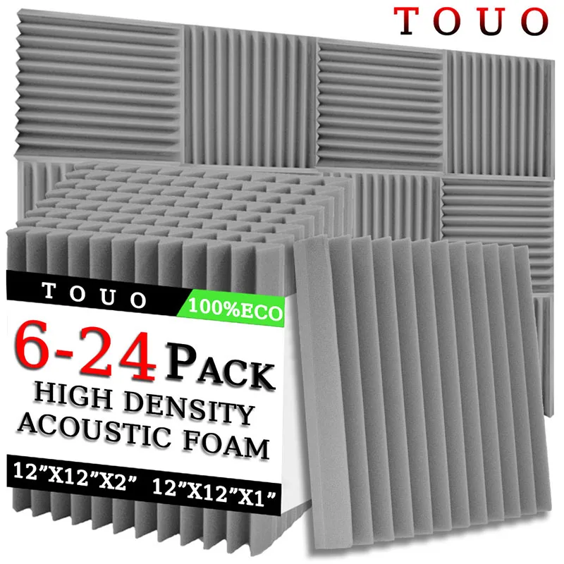 TOUO 6/12/24 Pcs Acoustic Foam Studio High Density Sound Absorbing Material Door Isolation Home Decoration Soundproofing Foam