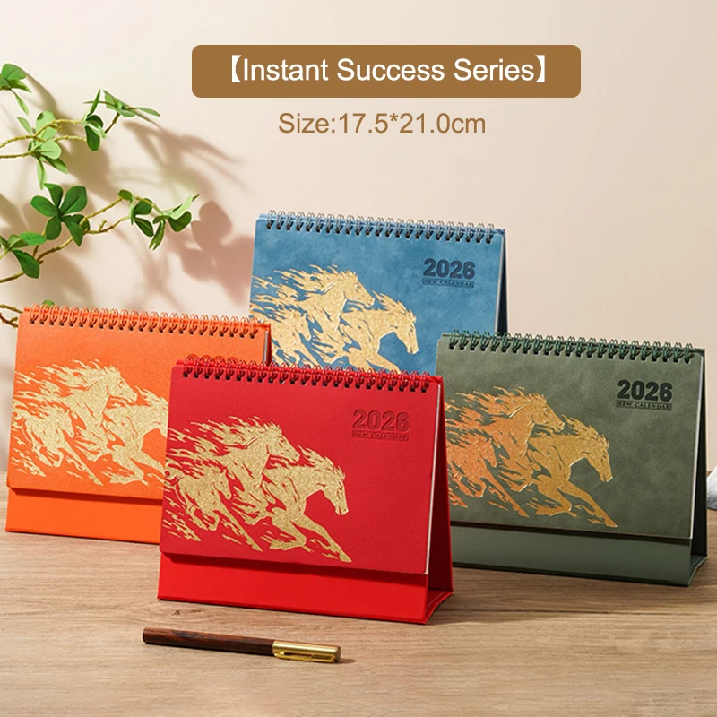 

2026 Red Hollowed-Out Calendar Embossed Vintage Design Horse Year Table Calendar Chinese Style Souvenir Large-sized Calendar
