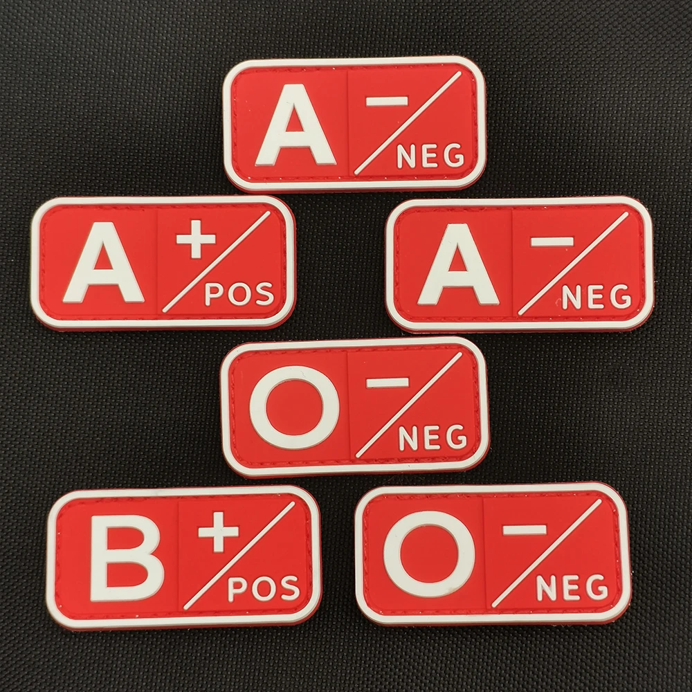 A B AB O Positive Negative 3D PVC Blood Type Patch Stickers On Backpack With Hook And Loop