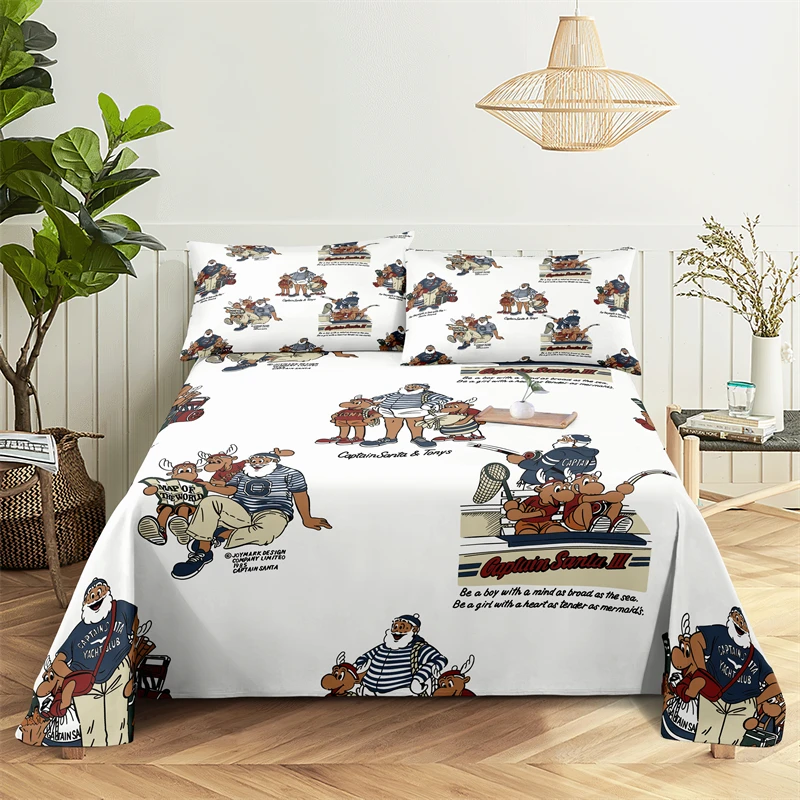 

Cartoon Santa Claus 0.9/1.2/1.5/1.8/2.0m Bedding Set Bed Sheets and Pillowcases Bedding Bed Flat Sheet Bed Sheet Set