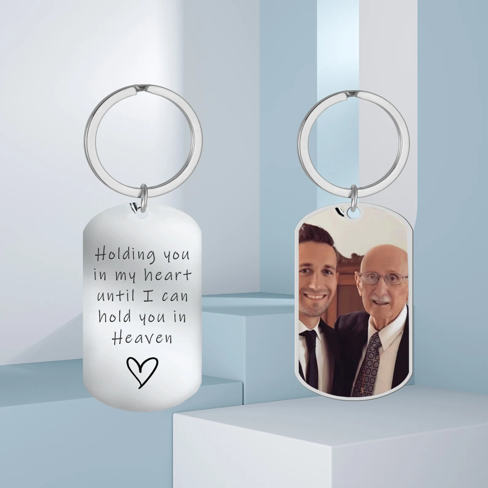 

Customize Photo And Text Keychains To Keep You In My Heart, Warm Memories, And Commemorative Keychains For My Grandparents