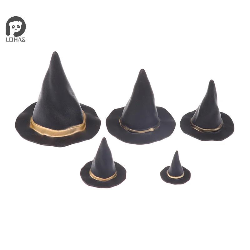 6/10Pcs Felt Cloth Tiny Hats Ornament Cover Miniature Witch Hat Small Hats For Cake Decor Halloween Decoration Toy