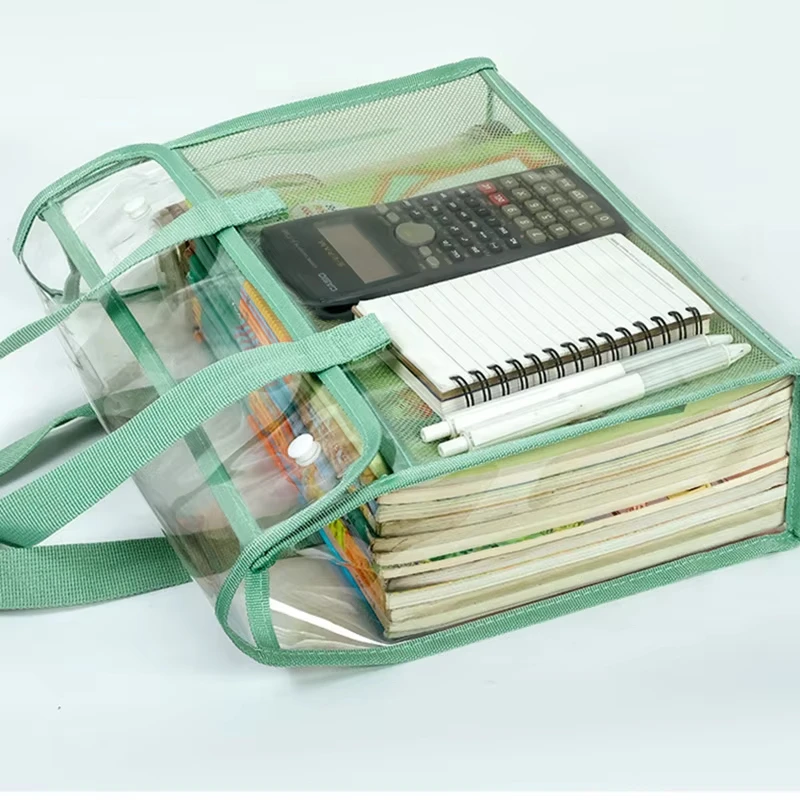 1pc Transparent Waterproof Handheld Folder Large Capacity Portable Expandable File Storage Bag, PVC Self-Adhesive File Bag