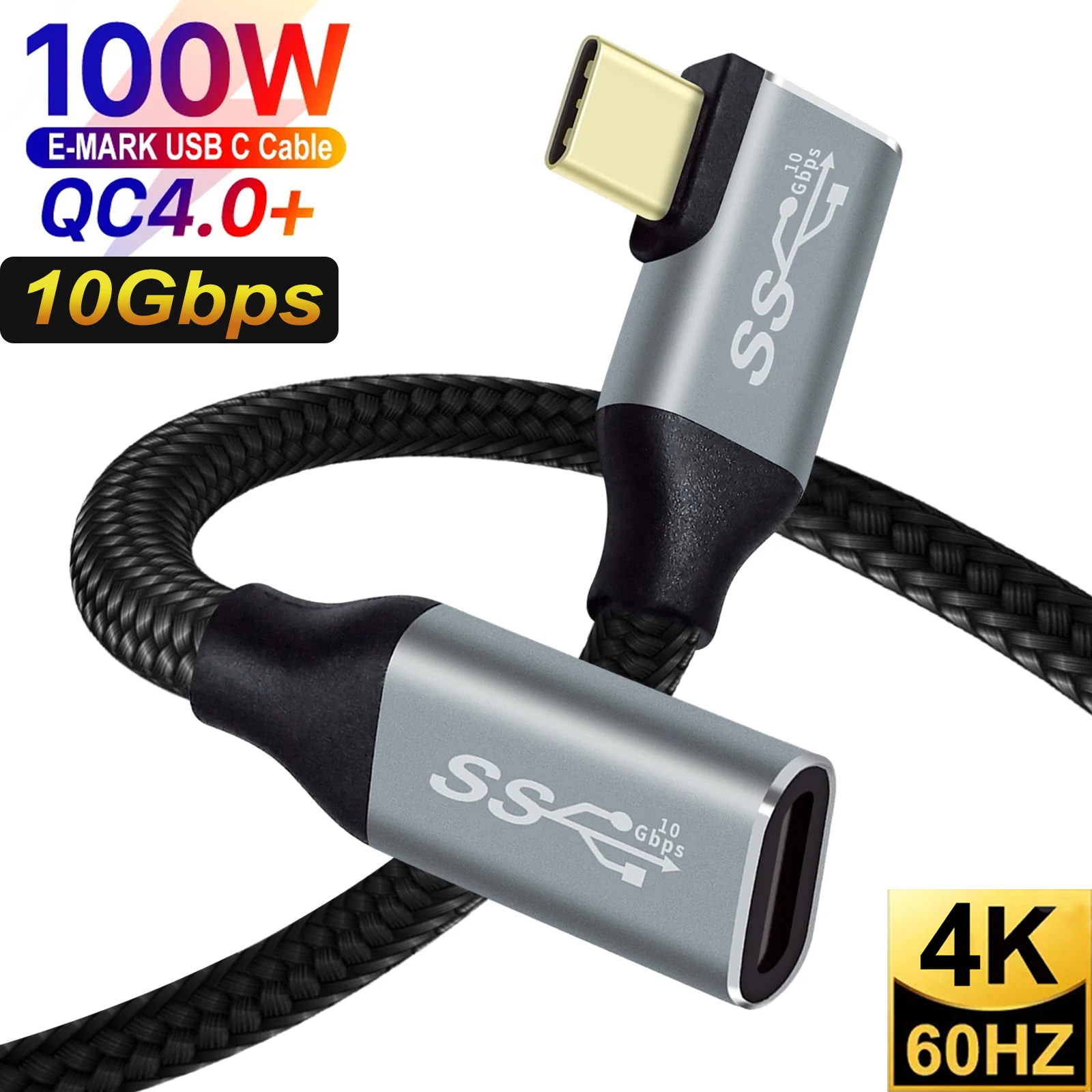 Przedłużacz USB C 10 Gb/s typu C 100 W Przedłużacz męski na żeński do Xiaomi Huawei Nintendo Switch MacBook Przedłużacz