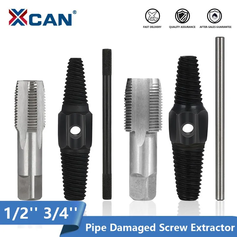 XCAN Screw Extractor 1/2'' 3/4'' Anti-Slip Bolt Removal For Pipes Inner Threading Making Pipe Thread Repair Tools Drill Bit