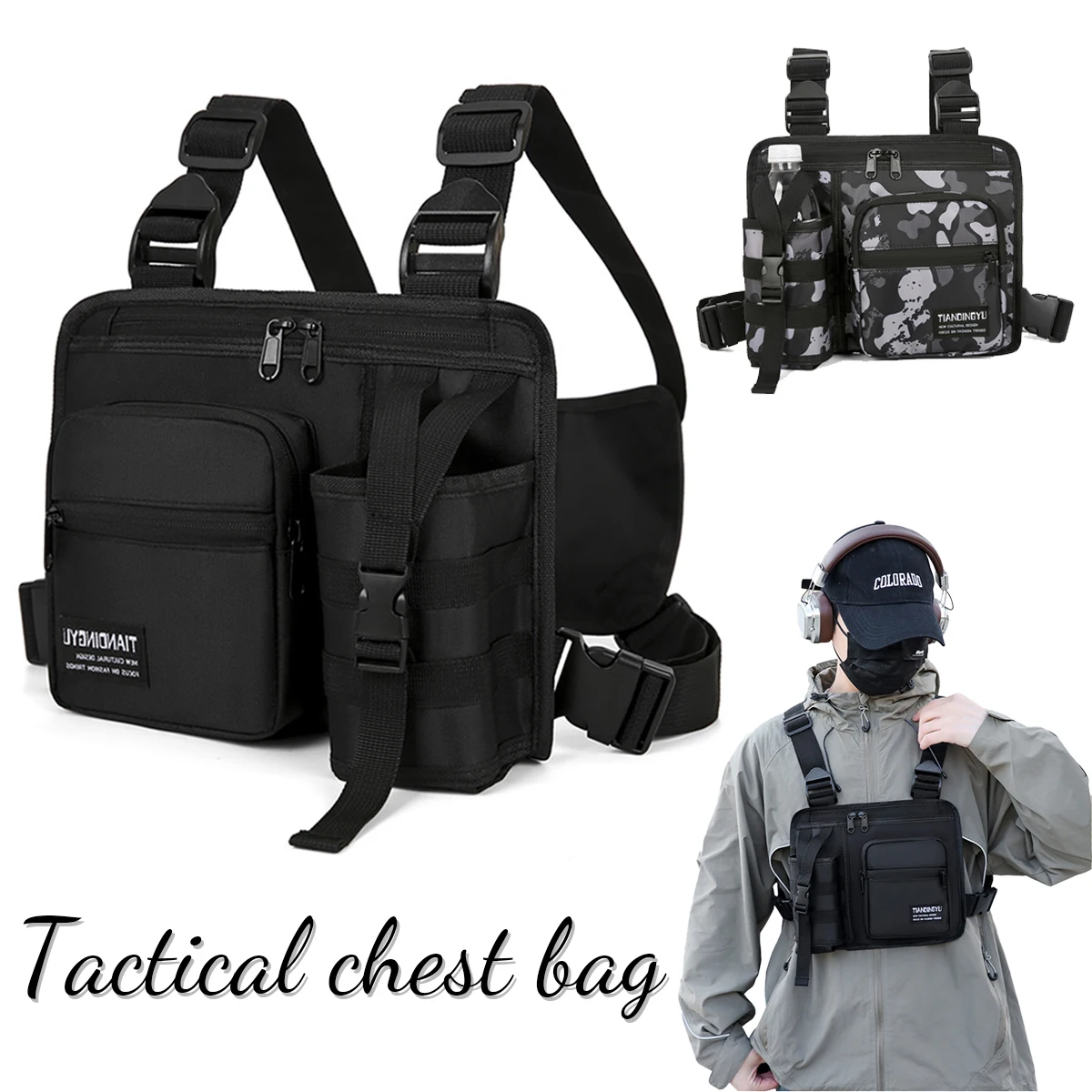 

Men's Chest Bag Fishing Vest Backpack Travel Waterproof Molle Nylon Climbing Camping Backpacks Outdoor Tactical Rig Fanny Pack
