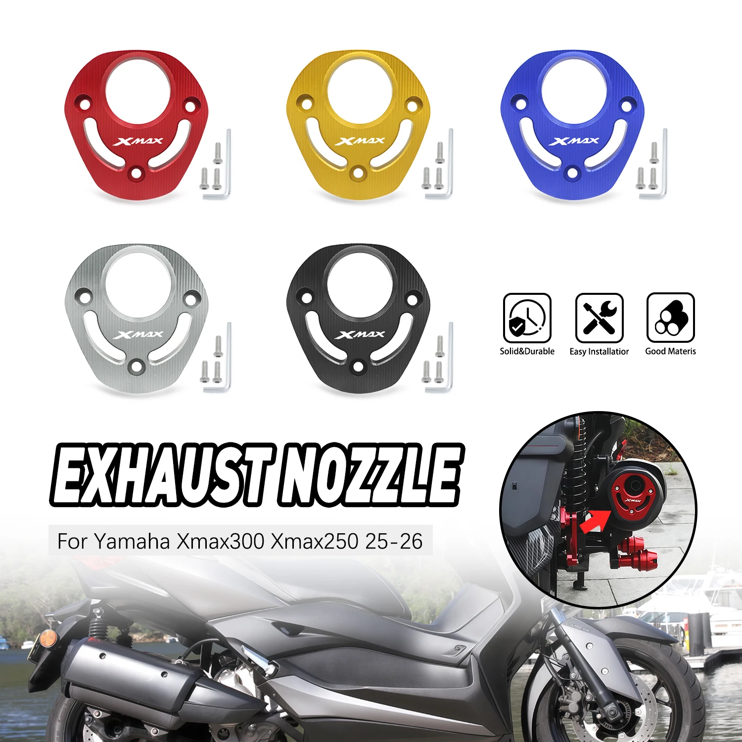 

Exhaust nozzle decorative cover CNC Aluminum Motorcycle Replacement Parts Accessories For YAMAHA XMAX300 XMAX 300 2025