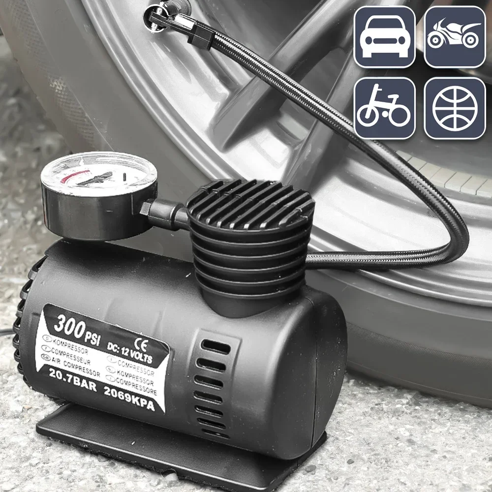 Mini Portable Car Air Pump 12V 220W Universal Auto Motorcycle Bike Tire Micro Air Compressor Auto Blast Pump Car Accessories