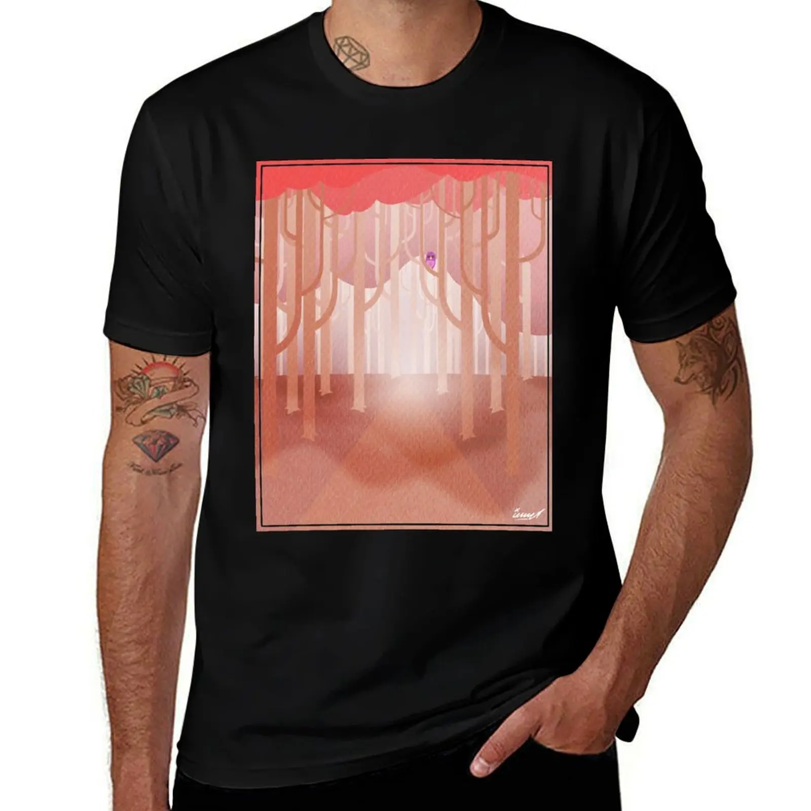 Misty Forest T-Shirt Industrial Work Tee Shirt