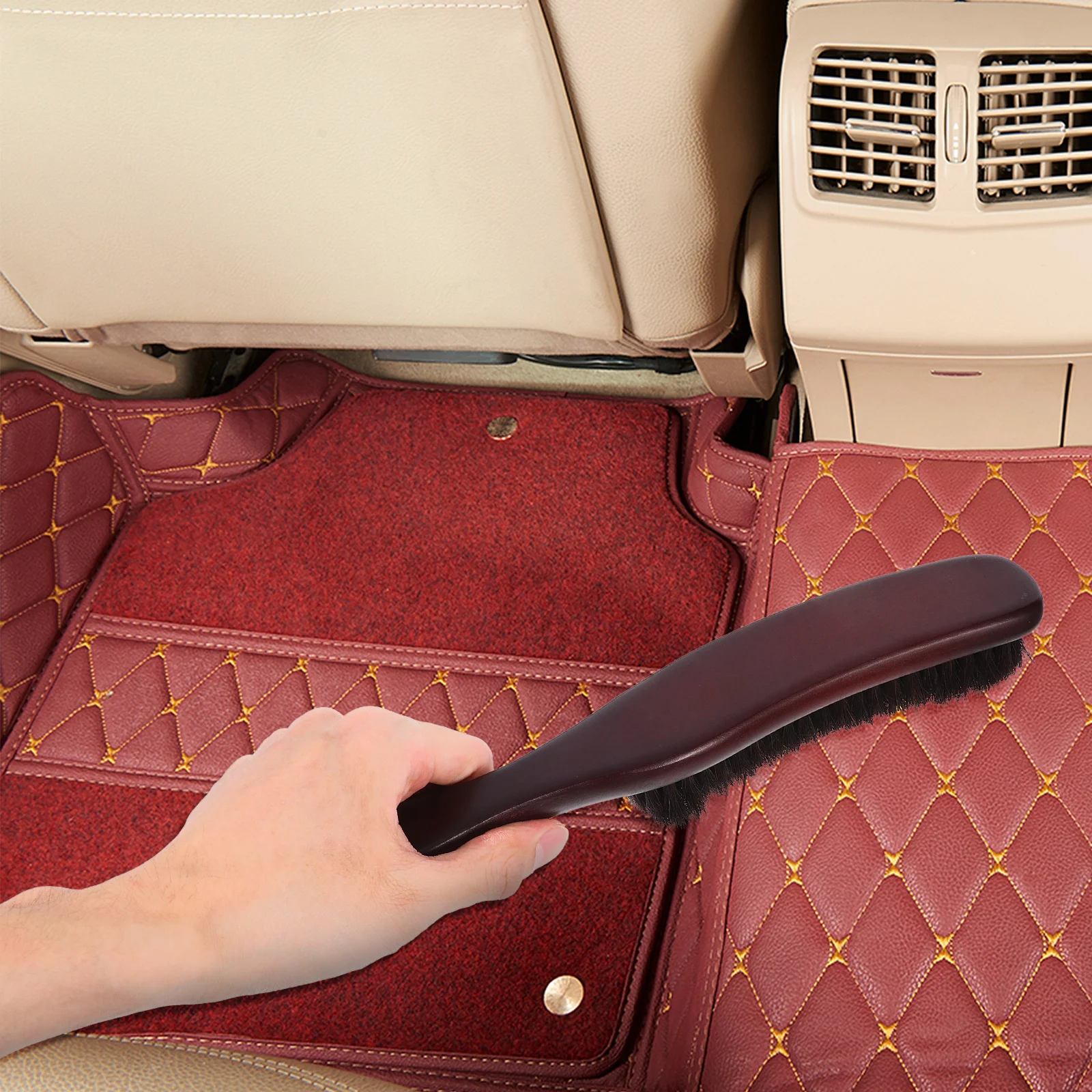 فرشاة غبار شعر الخيل مقبض خشبي أداة تنظيف متعددة الاستخدام للمنزل والمكتب ملابس السيارات والأحذية فرك مكنسة يده وبر ثابت #4