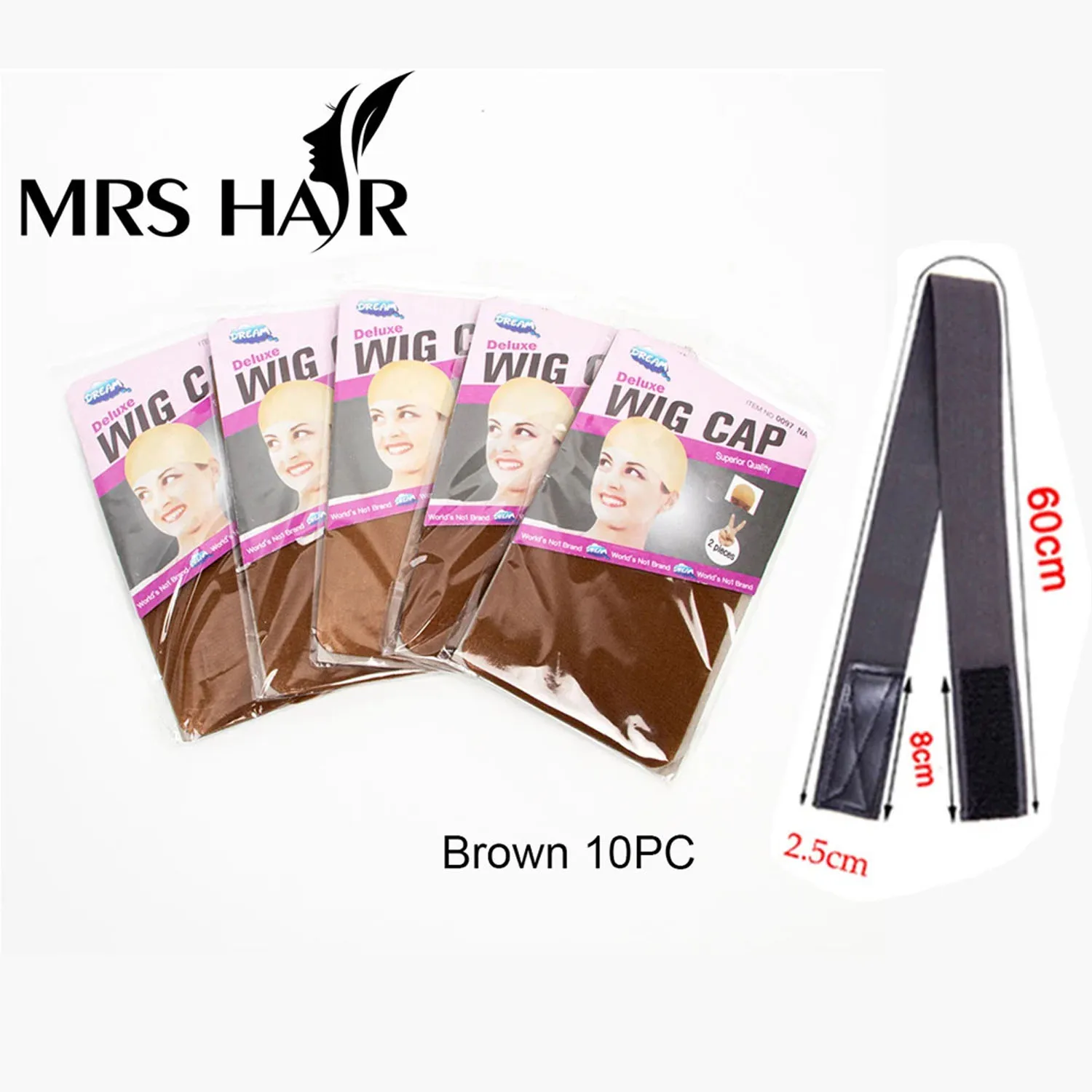 

5Bags 10PCS Black/ Beige/ Brown/ Red brown Top Stocking Wig Cap Hair Net For WeaveHair Wig Nets