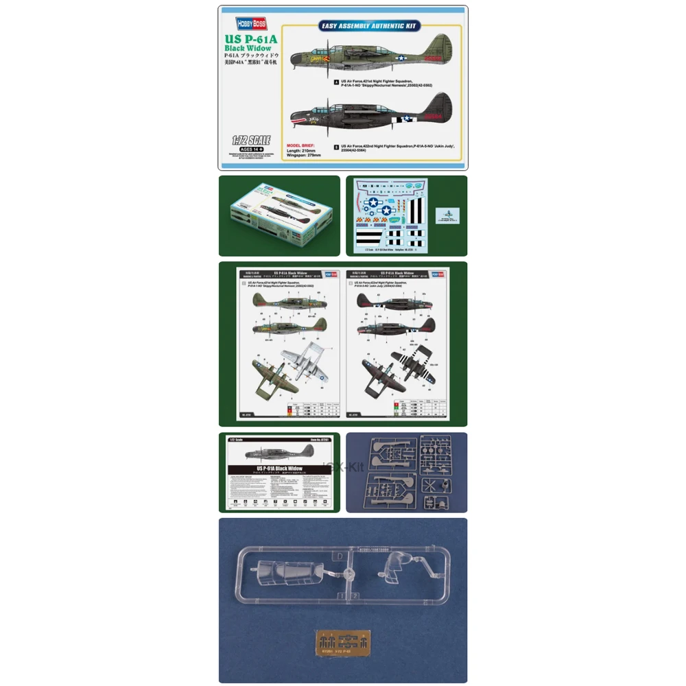 

HobbyBoss 87261 1:72 Scale US P61A P-61A Black Widow Fighter Airplane Plane Plastic Model Building Kit Hobby Craft Adult Toy