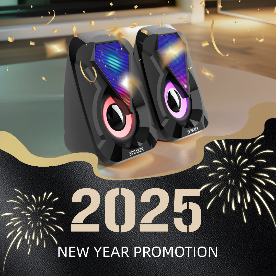 New USB Wired Computer Speakers Bass Stereo RGB Subwoofer Colorful Light For Desktop Gaming Esports High Volume MP3 Player