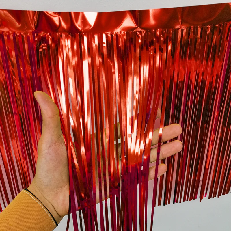 3 m glitzernde Quasten, Fransen, Banner, glänzendes Roségold, Metallfolie, Quastengirlande für Weihnachten, Geburtstag, Party, Wandhintergrund, Dekoration – Detail 8