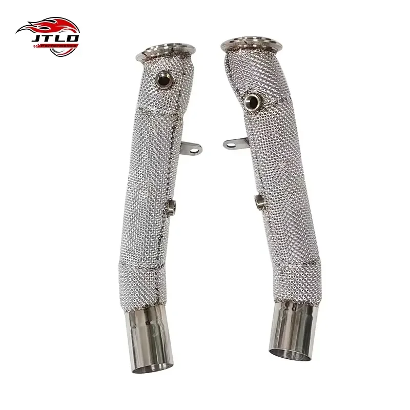 High Flow Catless Straight Pipe for Alpha Romeo 2.9L Turbo Downpipe with Heat Wrap Made of Stainless Steel for Giulia/Stelvio
