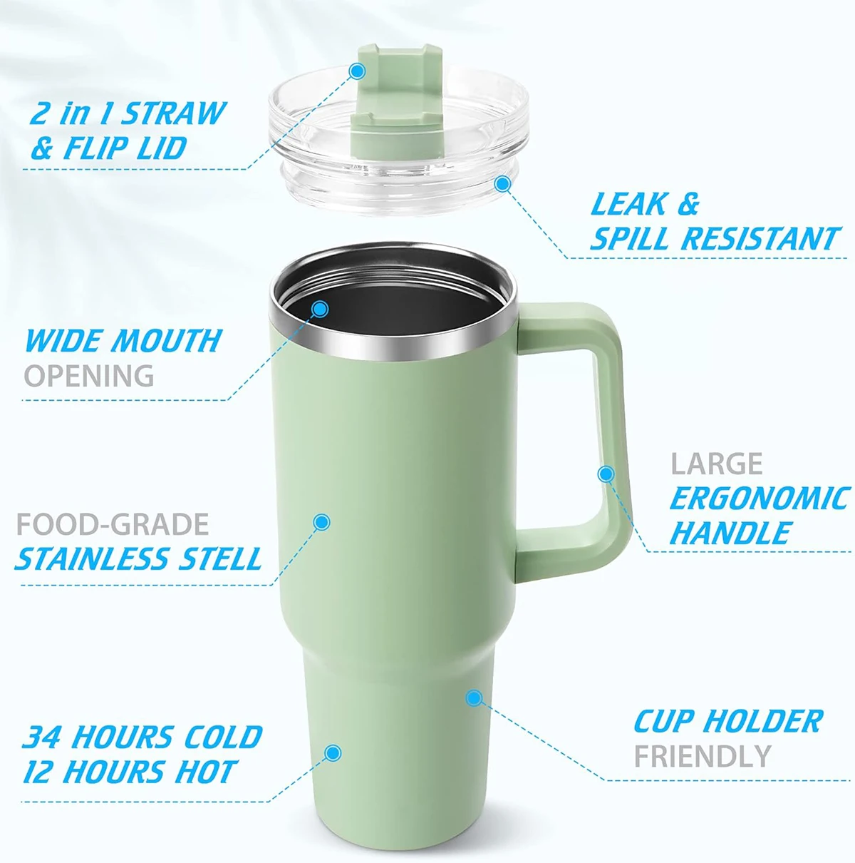 2024 Best Selling 40oz Tumbler with Handle and Straw Stainless Steel Thermal Bottle Double 304 Vacuum Insulated Gifts Cup