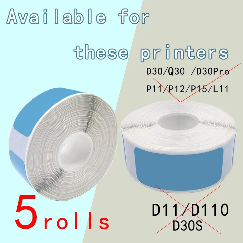 5PK P15  label Paper  P11 Adhesive15*30blue Lable tape Suit for Pristar P15 D30 P12 Label tape   Thermal Label