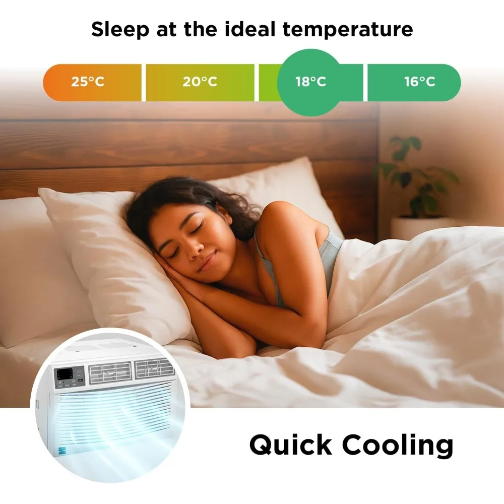 مكيف هواء نافذة 12000 وحدة حرارية بريطانية مع جهاز تحكم عن بعد - تبريد هادئ (61 ديسيبل أمريكي)، موفر للطاقة EER 11.0 لـ 550 قدم مربع، وضع تلقائي #4