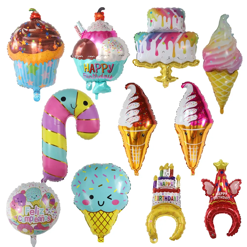 

New candy dessert series cake ice cream cane cartoon shape aluminum film balloon children's birthday party party decoration