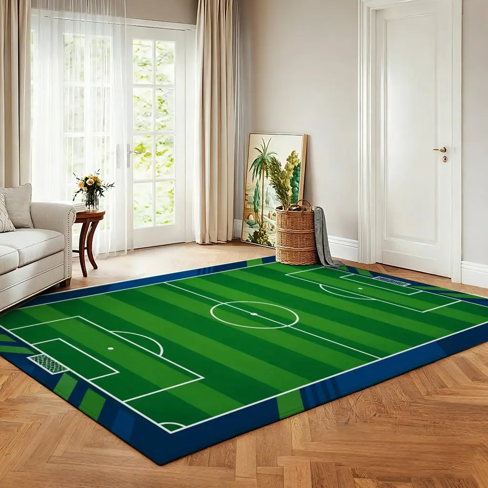 Soccer Home Field Vintage Sports Graphic Design Floor Mat Soft Flannel Non Slip Absorbent Entryway Bathroom Bedroom Garage