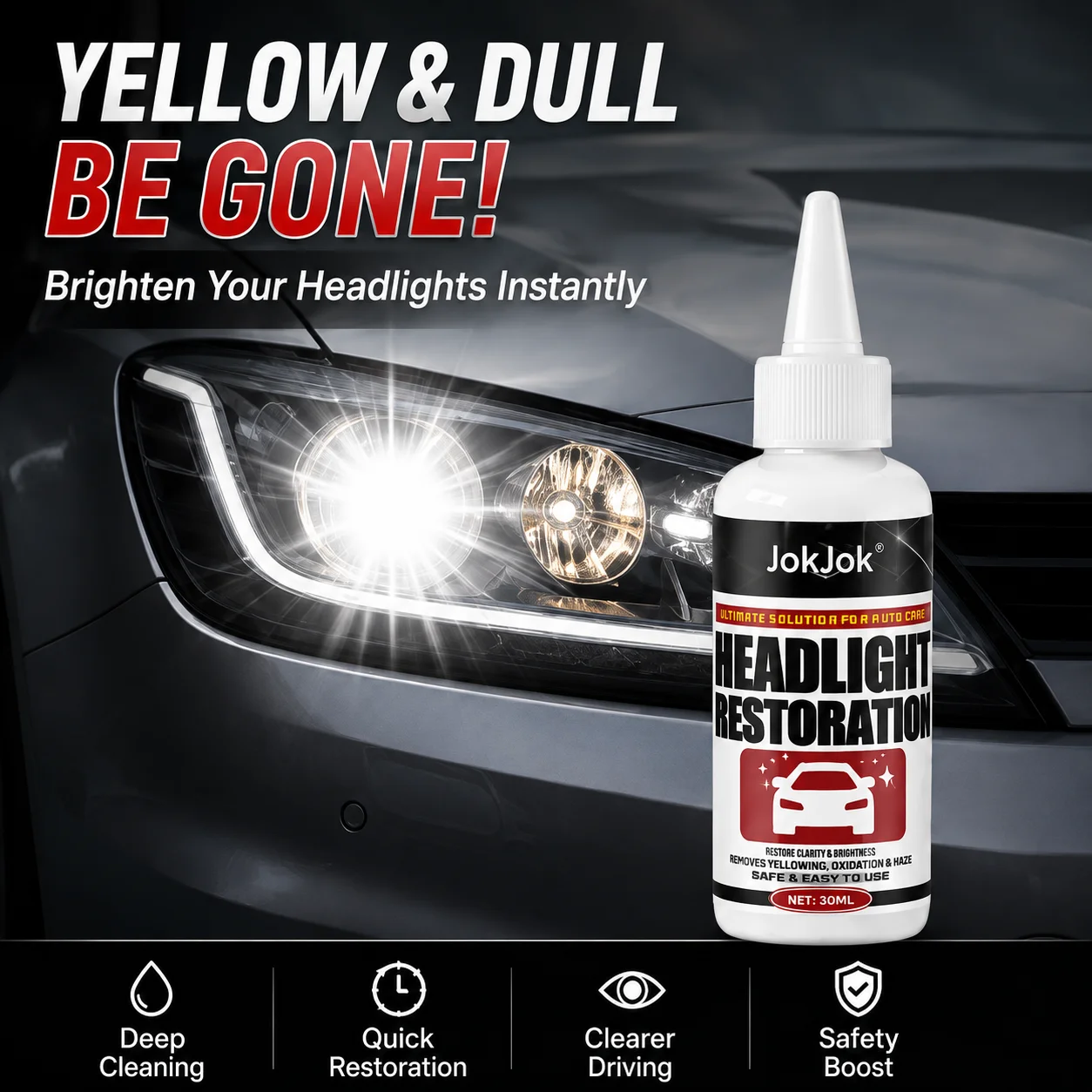 Car Headlight Restoration Kit Fog Yellow Remove Repair Liquid Portable DIY Polishing Spray Restore Clear Lamp Light