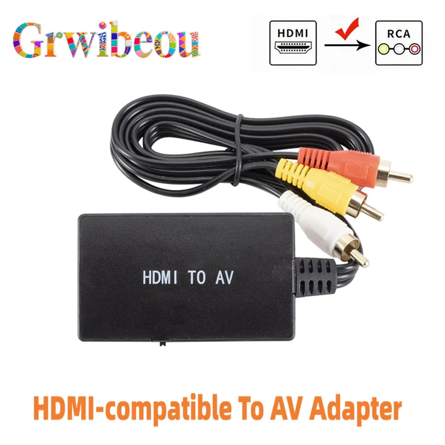 HDMI-compatible To RCA  AV/CVBS Adapter Video Converter Box HDMI to RCA AV/CVSB L/R Video 1080P Mini HDMI to AV Support NTSC PAL