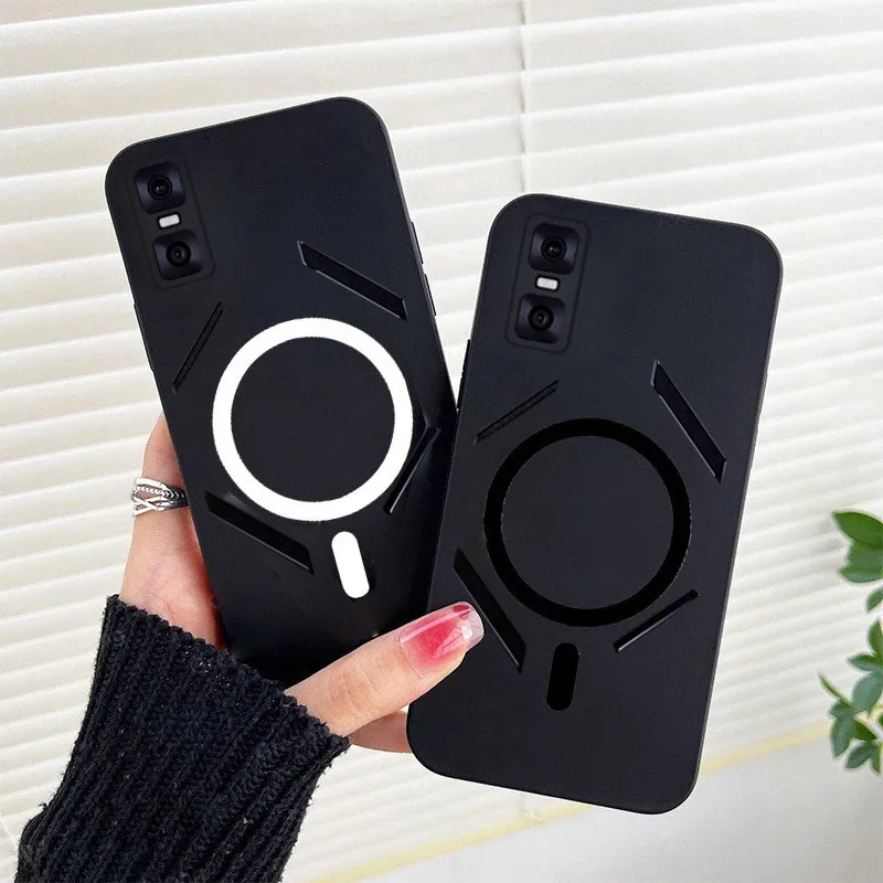 For Infinix GT 30 Pro With Flash Light Hole with Glitter Wireless Magnetic Sticker Silicone Soft Back Cover