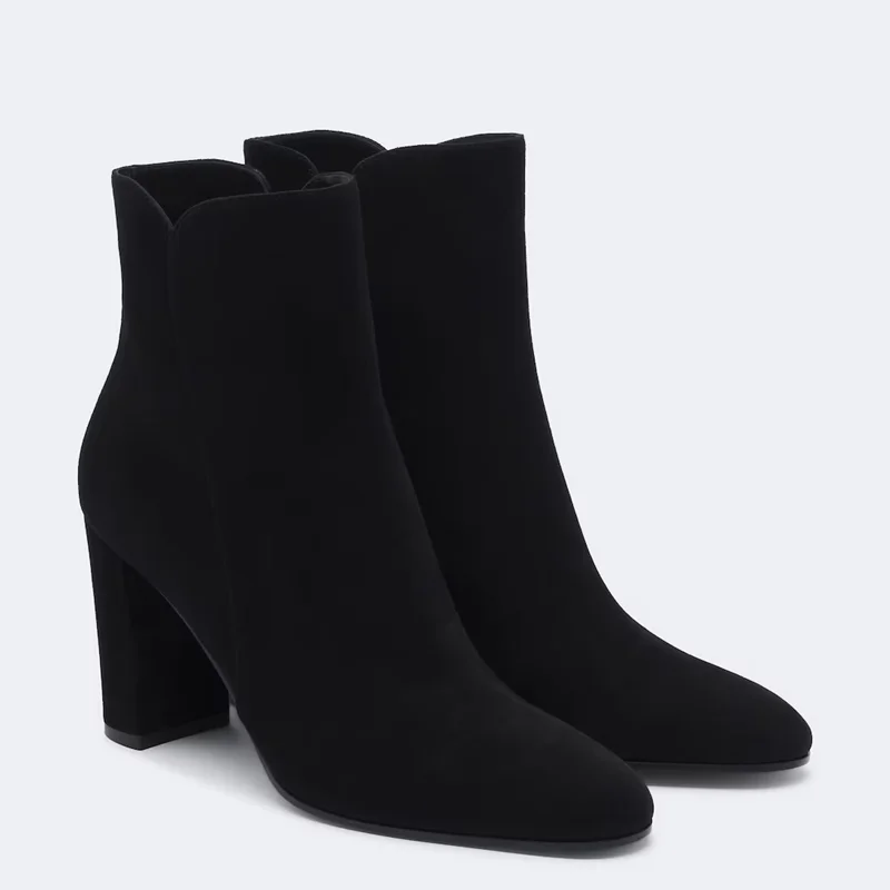 Suede Sewing Patchwork Ankle Boots Sexy Pointed Toe Square Heels Zipper Customized New Arrivals Fashion Women Modern Boots