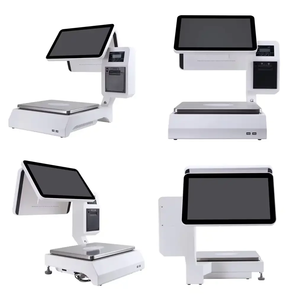 

Весы для супермаркета с сенсорным экраном, кассовым аппаратом и встроенными весами