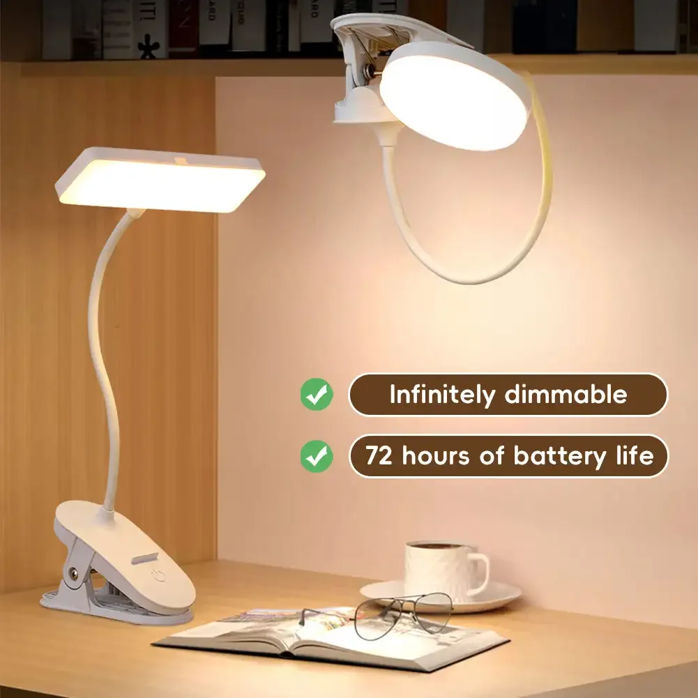 Led Table Lamp USB Rechargeable Night Light With Folding Clamp Study Stand Read Lamp Touch 3 Modes Dimming Eye Protection Light