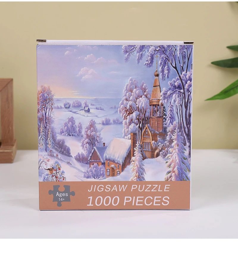 Cena de neve pacífica Quebra-cabeça para adultos, alívio do estresse, pintura de paisagem bonita, decoração de parede, 70cm x 50cm, 1000pcs
