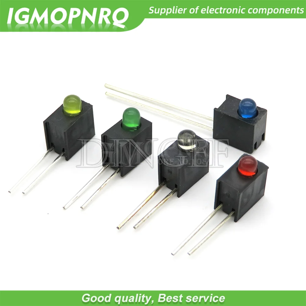 10 pièces 3mm lampe lumineuse LED avec support 90 degrés pied courbé lampe électroluminescente LED