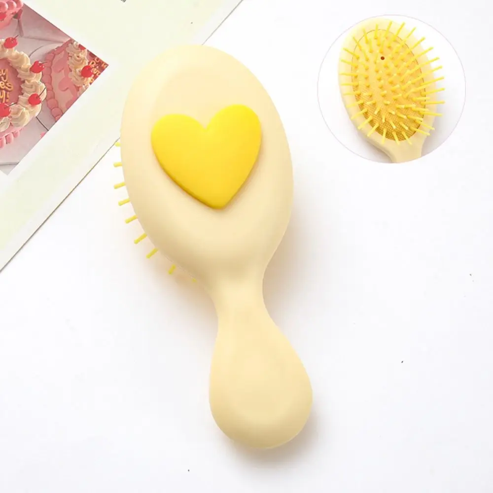 Eggs Cartoon 2 in 1 Comb Mirror Set Flower Love Heart Bowknot Air Bag Hair Comb Durable Pocket Mirror