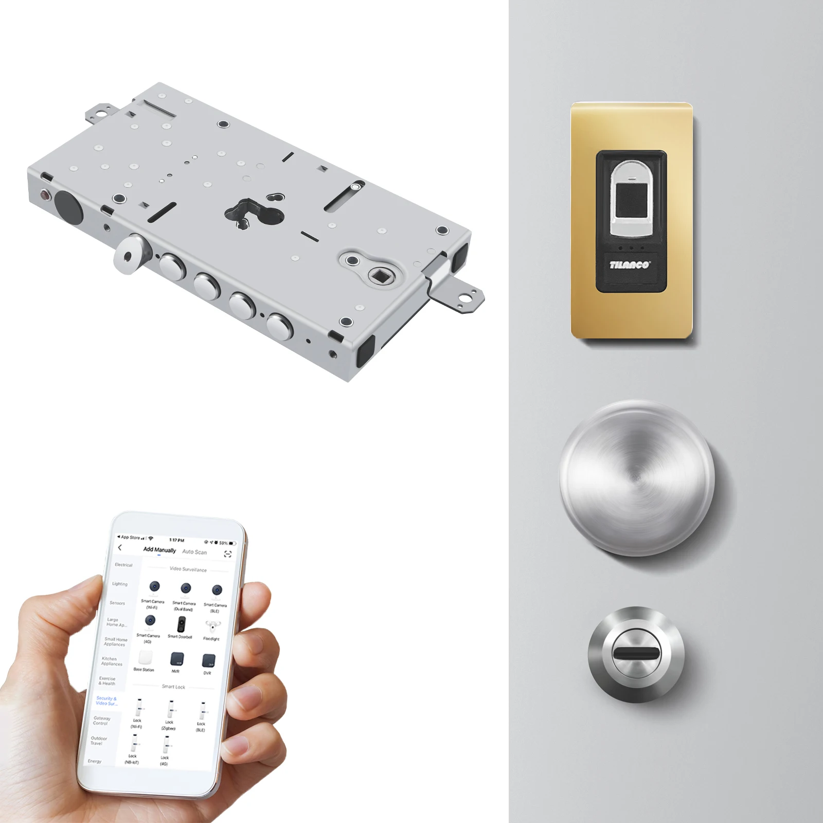 High quality Italy Turkish style fingerprint head smart security door lock serratura moturizzata