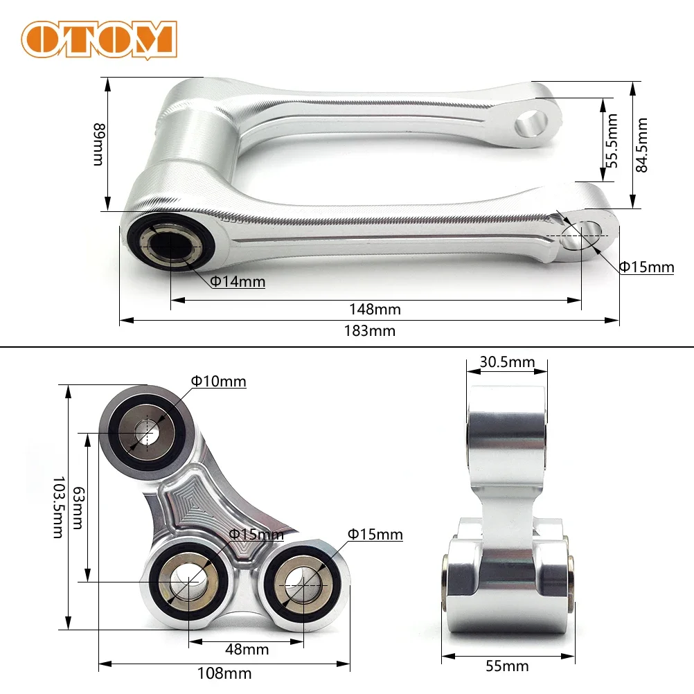 OTOM-Alumínio Motocross Triângulo Alavanca, Amortecimento Link, Berço Linkage, BRAÇO, Pull Rod, Processamento CNC, KTM, SXF, HUSQVARNA, FE, FS, Bicicletas