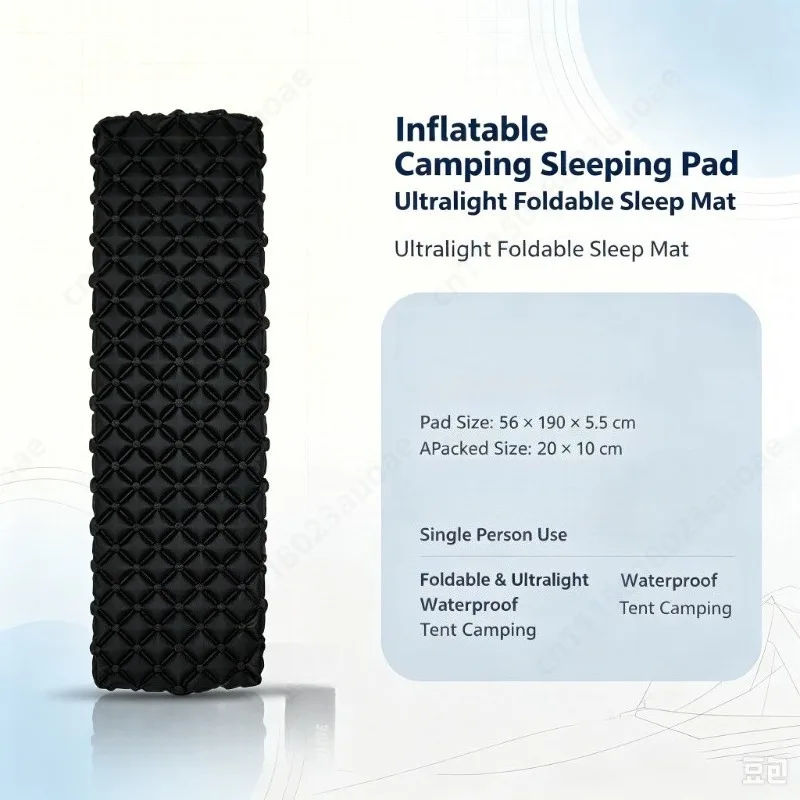 Ultralight Inflatable Sleeping Pad Waterproof Foldable Camping Mat for Tent Hiking Backpacking Single Portable