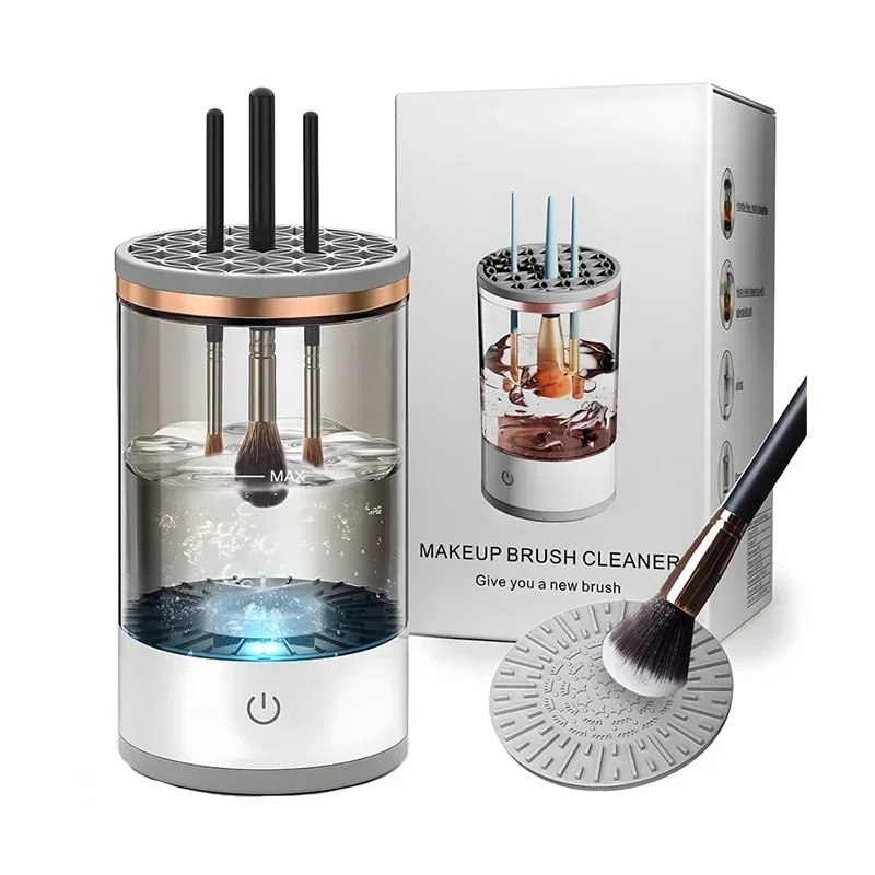 Electric Makeup Brush Cleaner Machine with USB Charging: 3-in-1 Quick Dry Automatic Cosmetic Brush Cleaning Tools