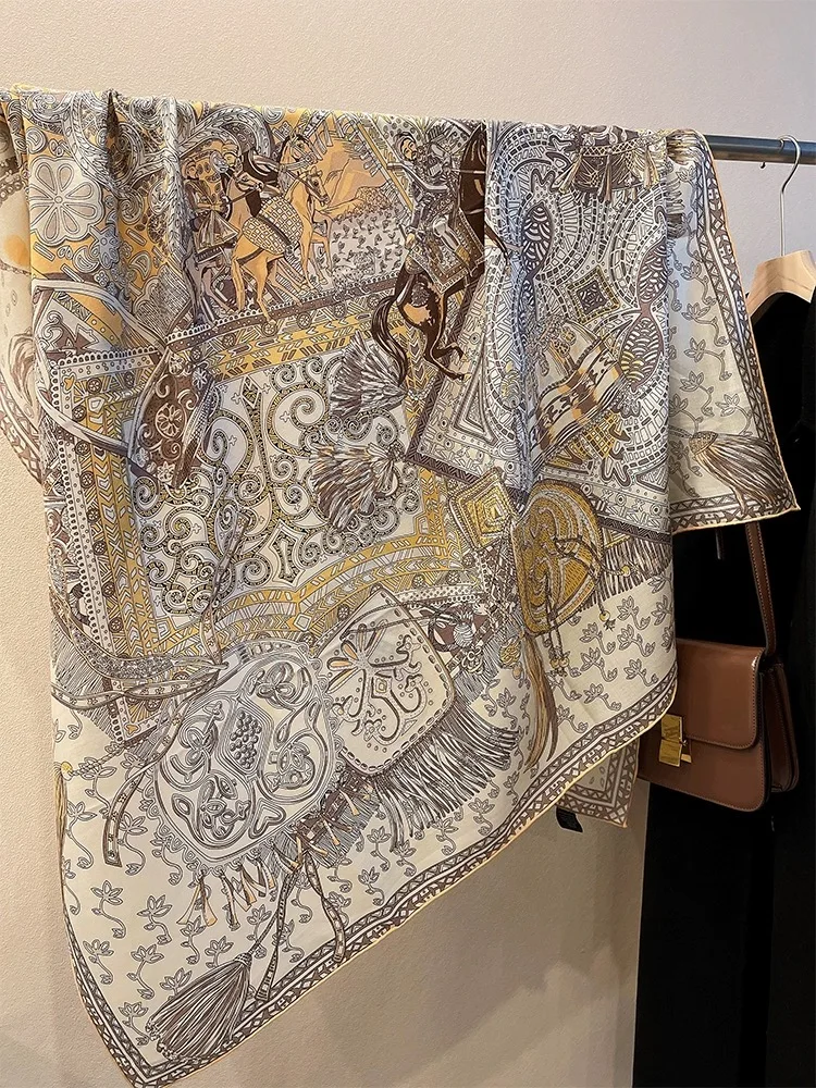 Silk Wool Scarf Shawls Winter Hand Rolled Edges Shawl Large Bandana Neck Head Accessories Luxury Designer Scarves