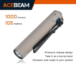 ACEBEAM LED flashlight RX 2.0 1000lm 6500k high brightness 105m EDC flashlight rechargeable Li-ion battery 14500 flashilight