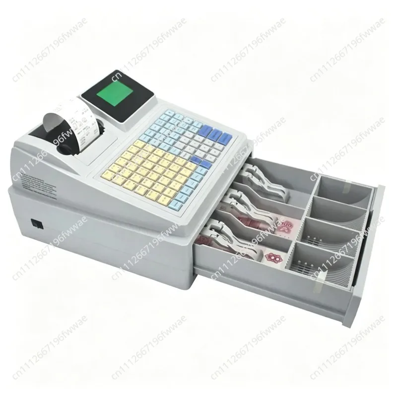 C50 Desktop USB Electronic Cash Drawer Pos Uv Cash Register for Supermarket Shop English Version Build in Printer