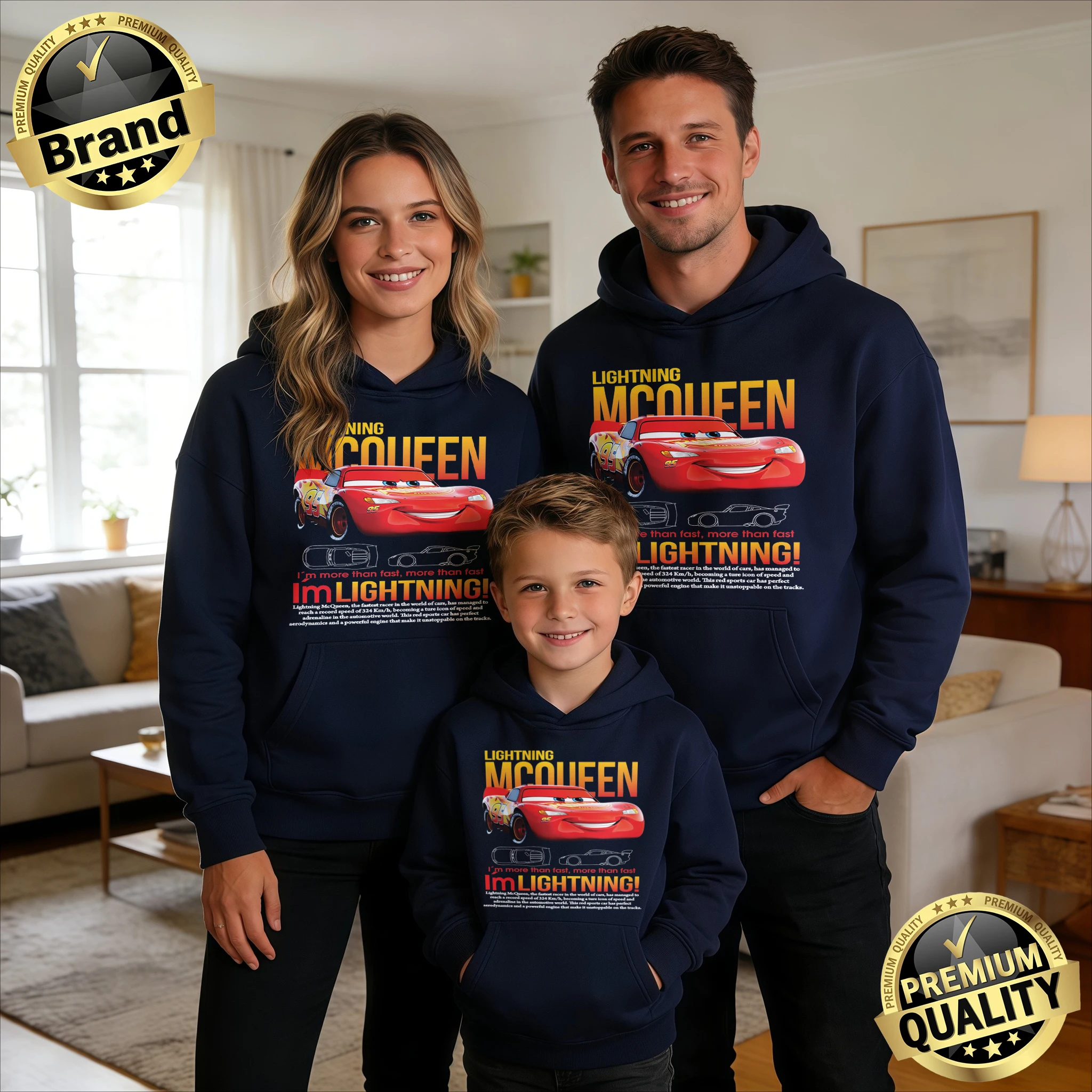 

Худи «Молния МакКуин» для всей семьи, осень-зима 2026, модная теплая хлопковая толстовка, свободная повседневная куртка унисекс