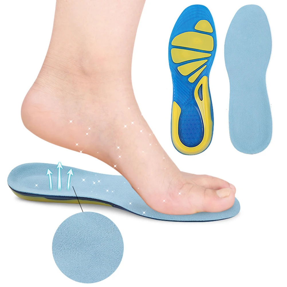 

Sports Insoles Foot Care Comfortable Blue Cushions Running Men Women Shoe Pads Reduce Stress Joints Improved