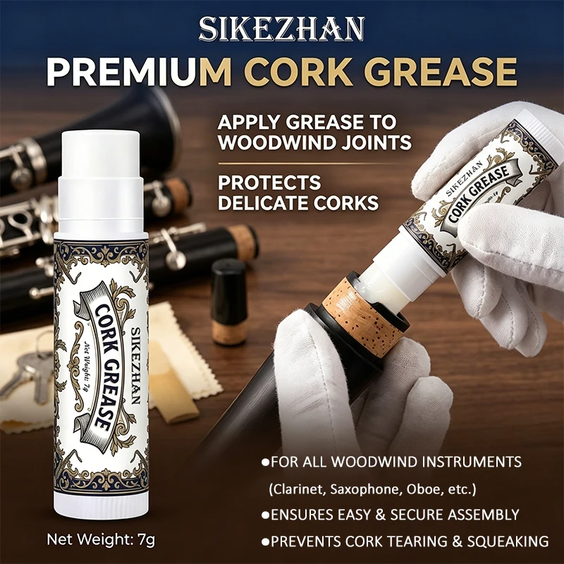 Professionelles Korkfett für Saxophon, Klarinette, Oboe, Flöte, Holzblasinstrumentenpflege SIKEZHAN 7g Schmiermittel-Stick – Detail 2