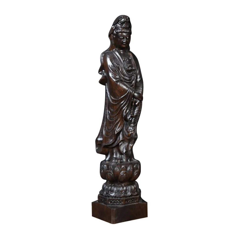

Wooden Yin Buddha Sculpture Stable Base Vintage Design Office Tabletop Decor Religious Buddha Decor Buddhism Ornament