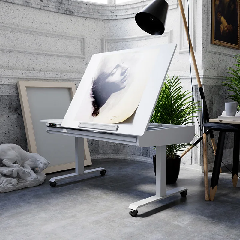 Painting table Calligraphy table Electric lifting Study table Lifting can be flipped