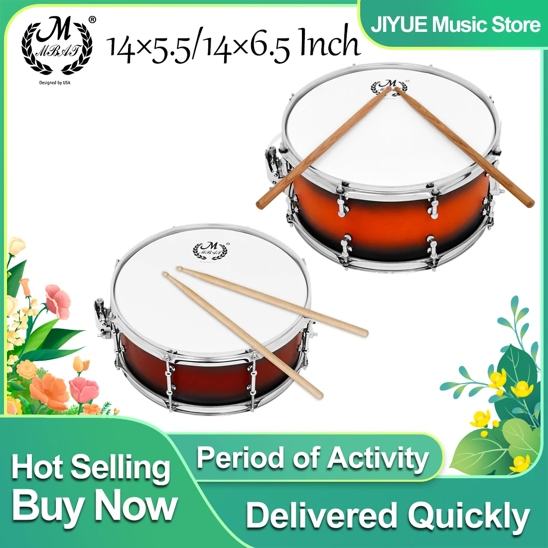 

M MBAT 14×5.5/14×6.5 Inch Snare Drum Percussion Instruments Marching Drums Professional Drum Skins Snare Drums With Parts