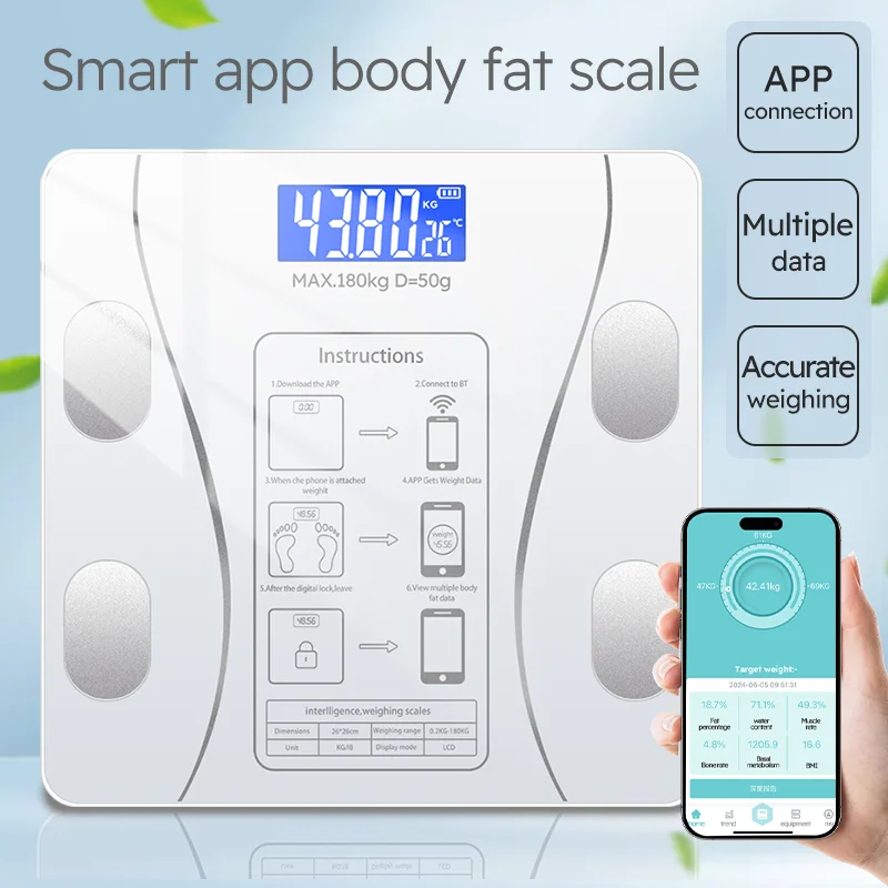 

Smart Body Fat Scale, Bluetooth Weight Scale for Body Management & Fat Loss, Ultra-Precise Home Scale with Smart Mode
