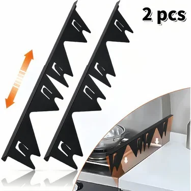 Edelstahl-Ofenlückenabdeckung, Verstellbar, Hitzebeständig, Küchenarbeitsplatten-Lückenfüller, 2er-Pack, Leicht zu Reinigen, Silber – Detail 3